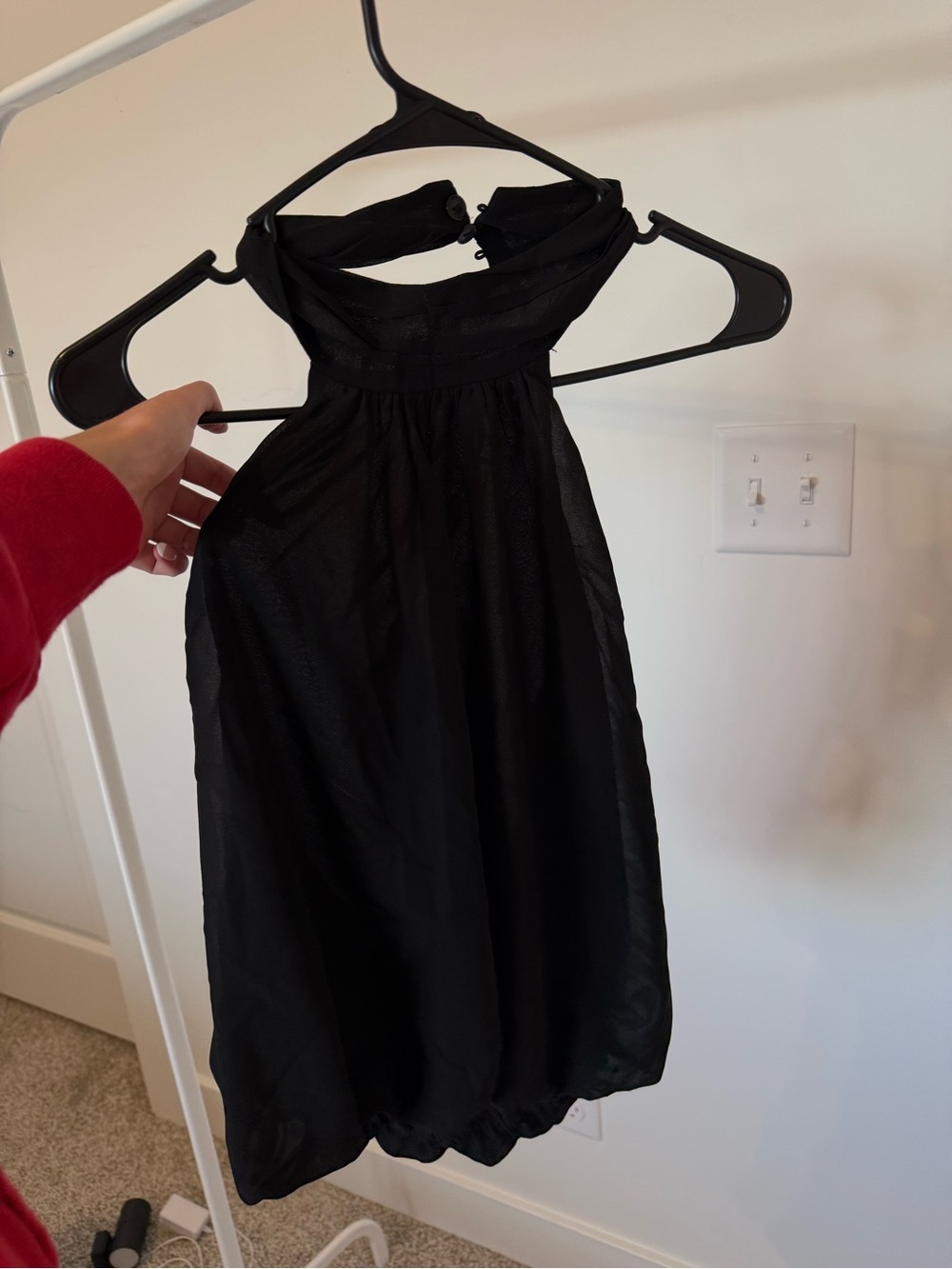 SHEIN Black Halter Bubble-Hem Top